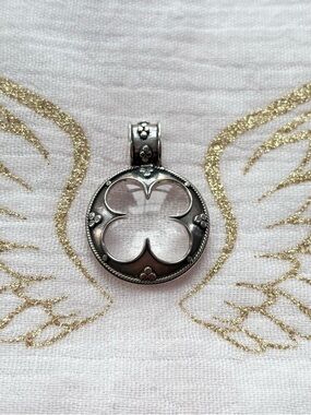 Oxidized Sterling Silver Clover Window Pendant Necklace